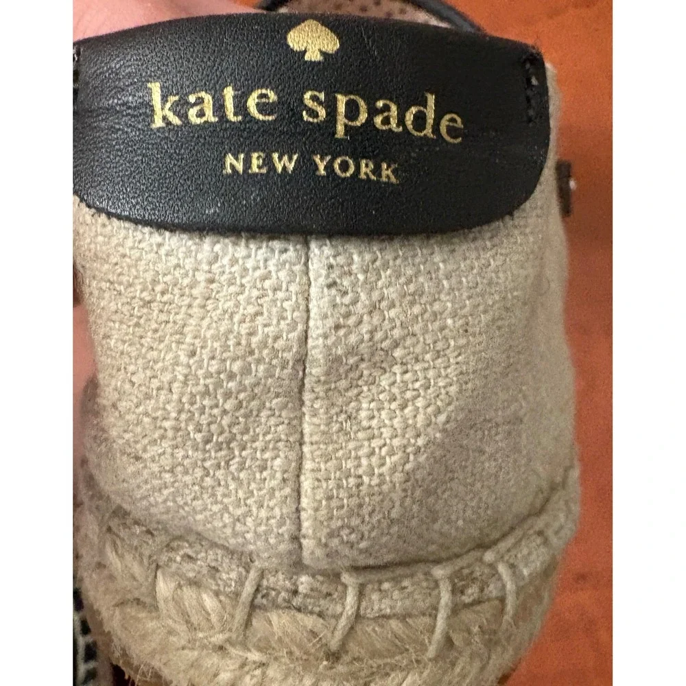 Kate Spade Greer Black Perforated Leather Espadrille Flats Shoes Womens 7.5B